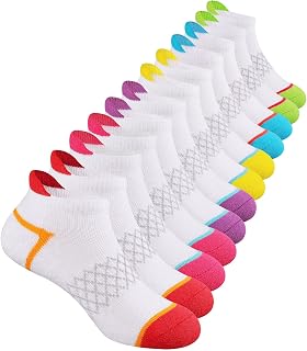 12 Pairs Girls Socks Ankle Athletic Socks Cotton Sports Socks With Cushioned Sole For Big Little Kids