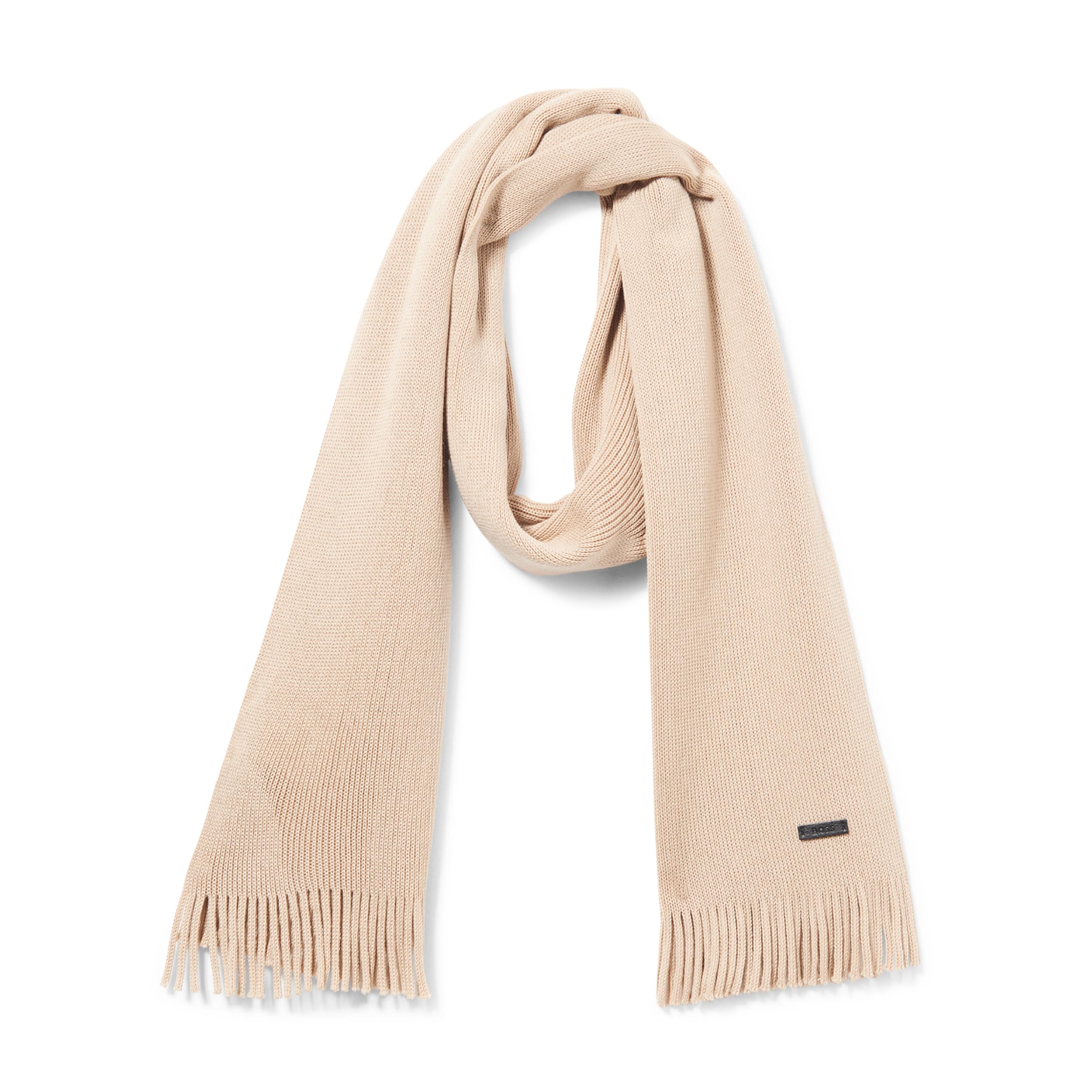 

                                                    BOSS Wool Fabric Basic Scarf with Logo Plaque, Mil