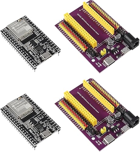 AITRIP 2sets ESP32-DevKitC placa de desarrollo WROOM-32U ESP32-WROOM-32U módulo con 38Pins ESP32 Tipo-C USB y Micro USB placa de expansión