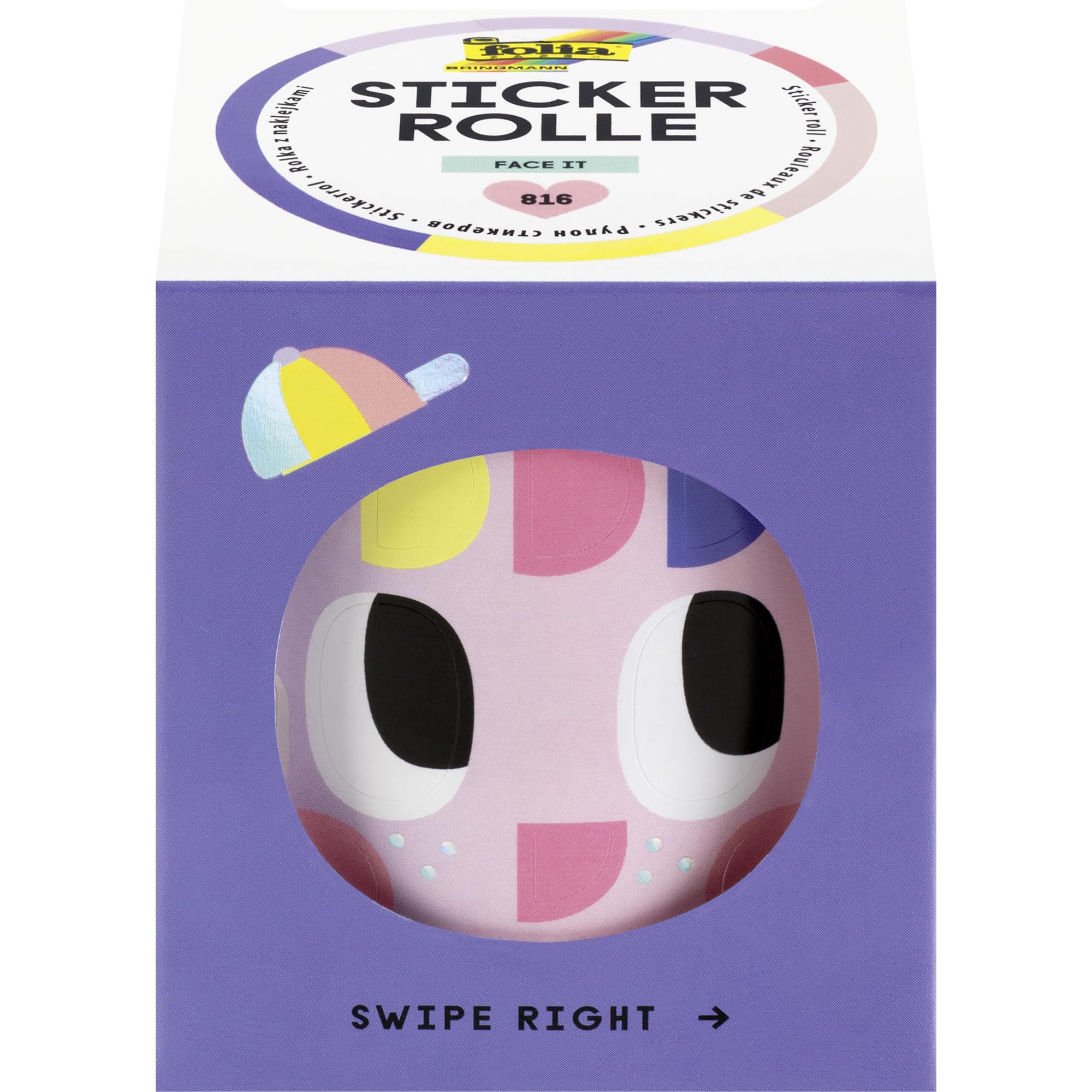 Folia Stickerrolle Stickerrolle FACE IT FACE IT, 816 Aufkleber, 4 m lang, FSC-Mix Papier, plastikfrei