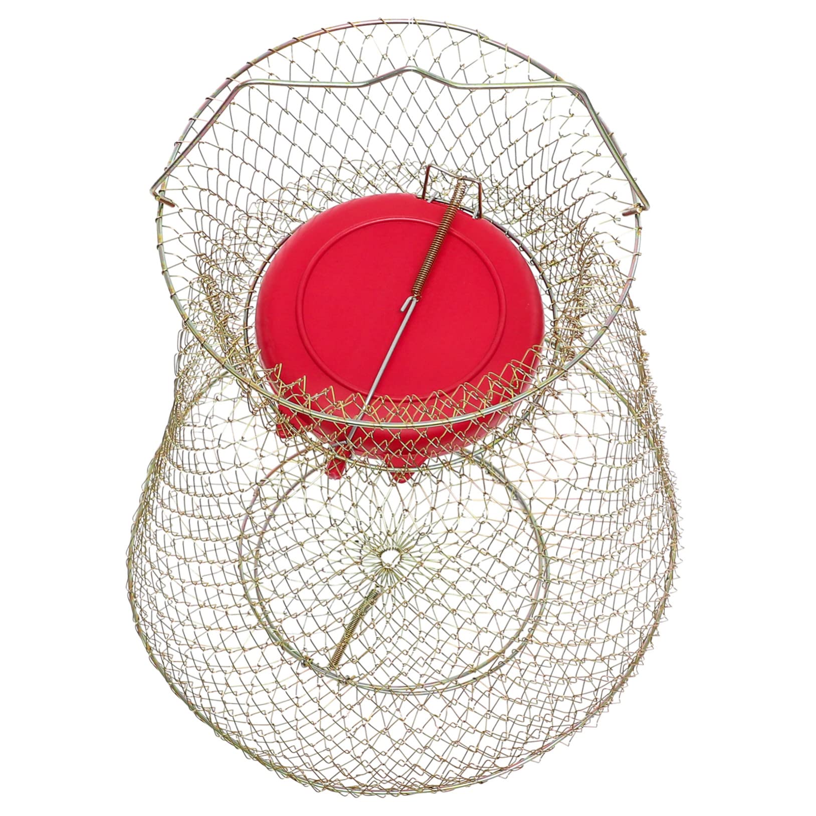 Gabbia da Pesca in Ferro, 1 Pezzo, con Ciotola Galleggiante | Colore Oro, Resistente All'usura, Facile Riporre e Trasportare, Resta a Galla in Acqua