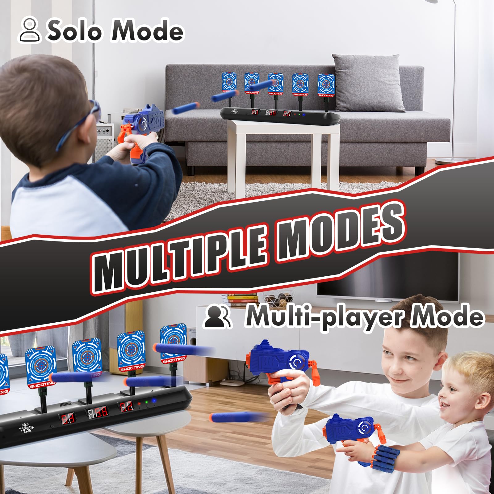 Lehoo Castle Cible de Tir pour Nerf avec Pistolet Jouet, Cible Electronique avec 20 Flechette, Jeux Exterieur Enfant, Cadeau Garcon 3 4 5 6 7 8 Ans