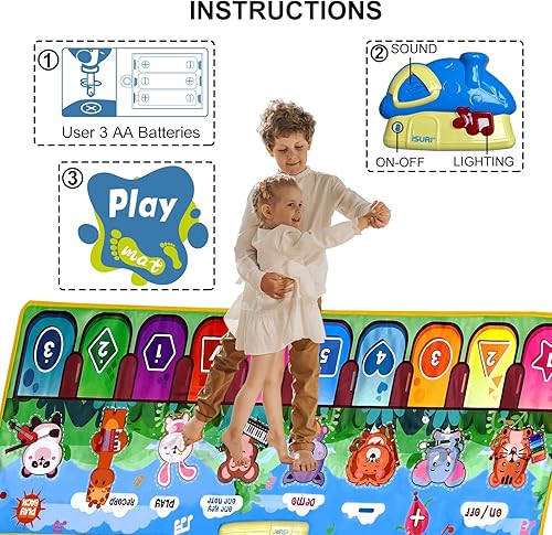 Miniatura 5 de BHYDRY Tapete para piano para niños 433 x 142 pulgadas tapete para piano musical para bebé juguetes de educación temprana para niños y niñas niños