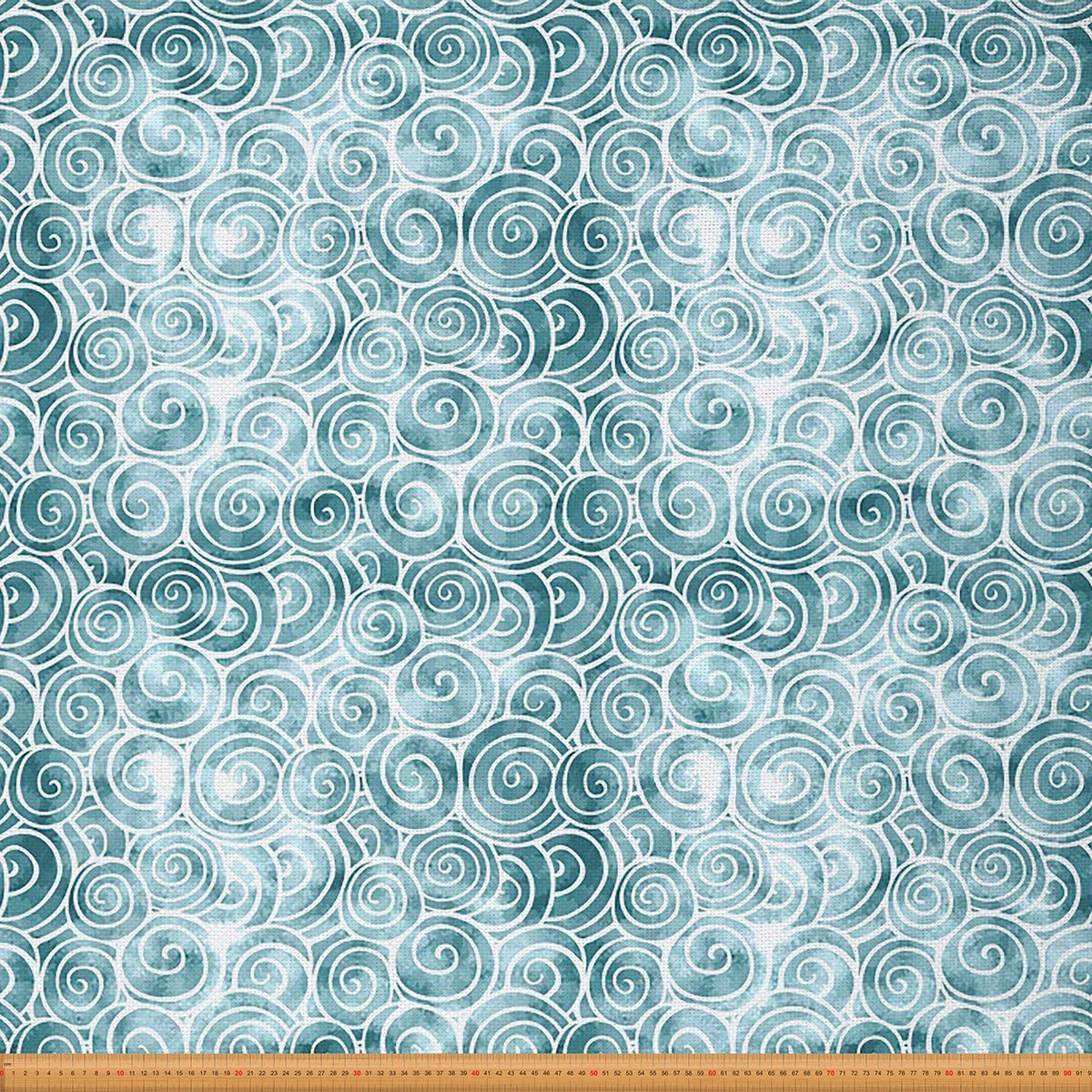 Swirl Fabric by The Yard,Abstract Ocean Swirled Sea Waves Upholstery Fabric for Chairs,Modern Circle Waterproof Outdoor Fabric,2 Yards,(L184*W150cm) Aqua