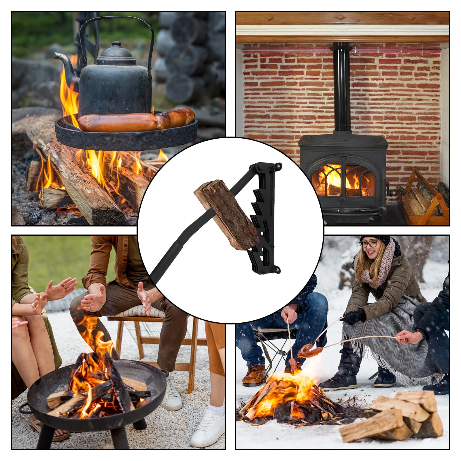 Spaccalegna Manuale Da Parete - Con Guanti E Manico Rimovibile - Per Camino, Campeggio, Giardino - Foto 6