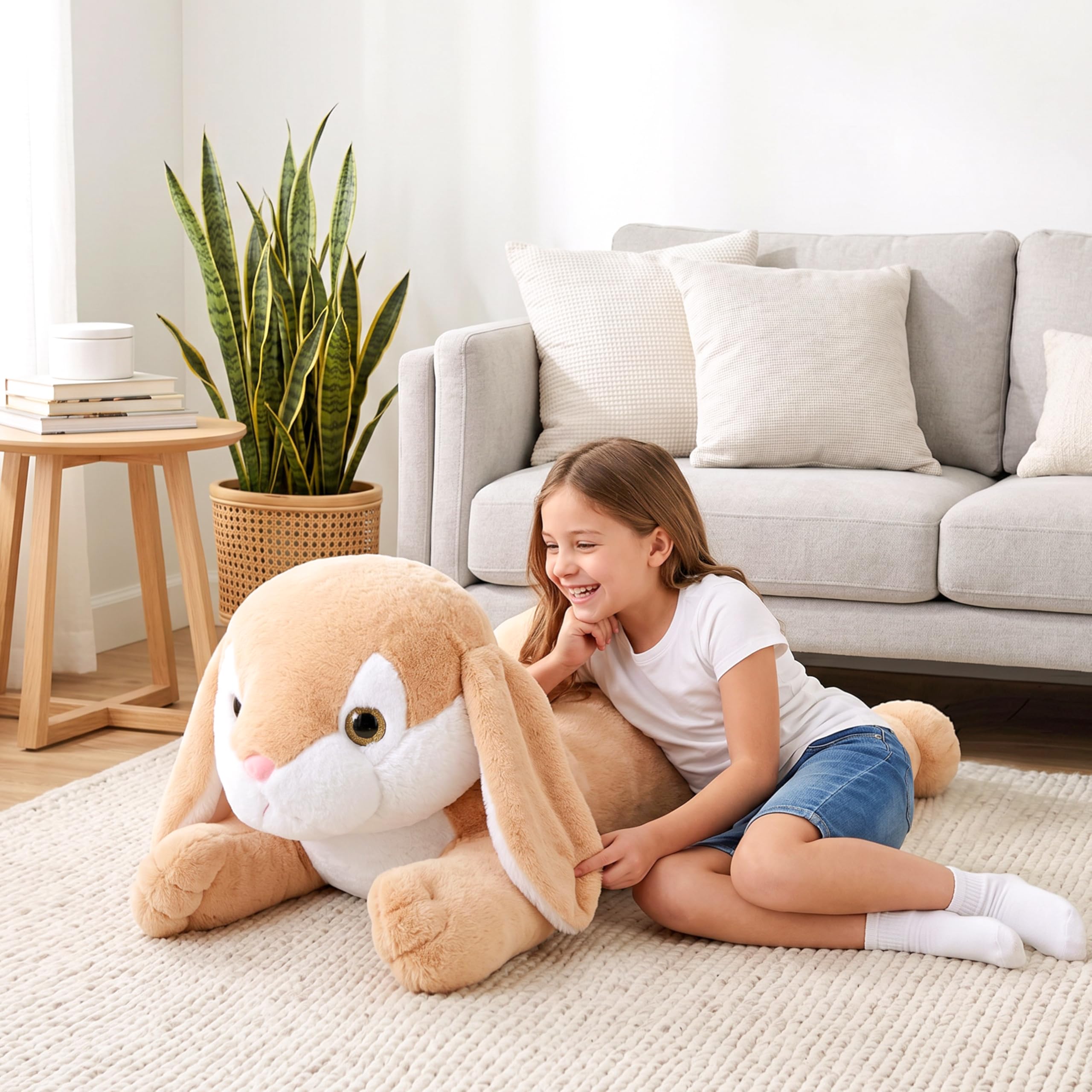IKASA Conejo Peluche Gigante Juguetes Animales - Juguete Suave Peluche Grande Bonito Lindo Jumbo Enorme Kawaii Esponjoso Conejo Gordo de Gran Tamaño - Regalos para Niños Niñas (78cm, Marrón Claro)