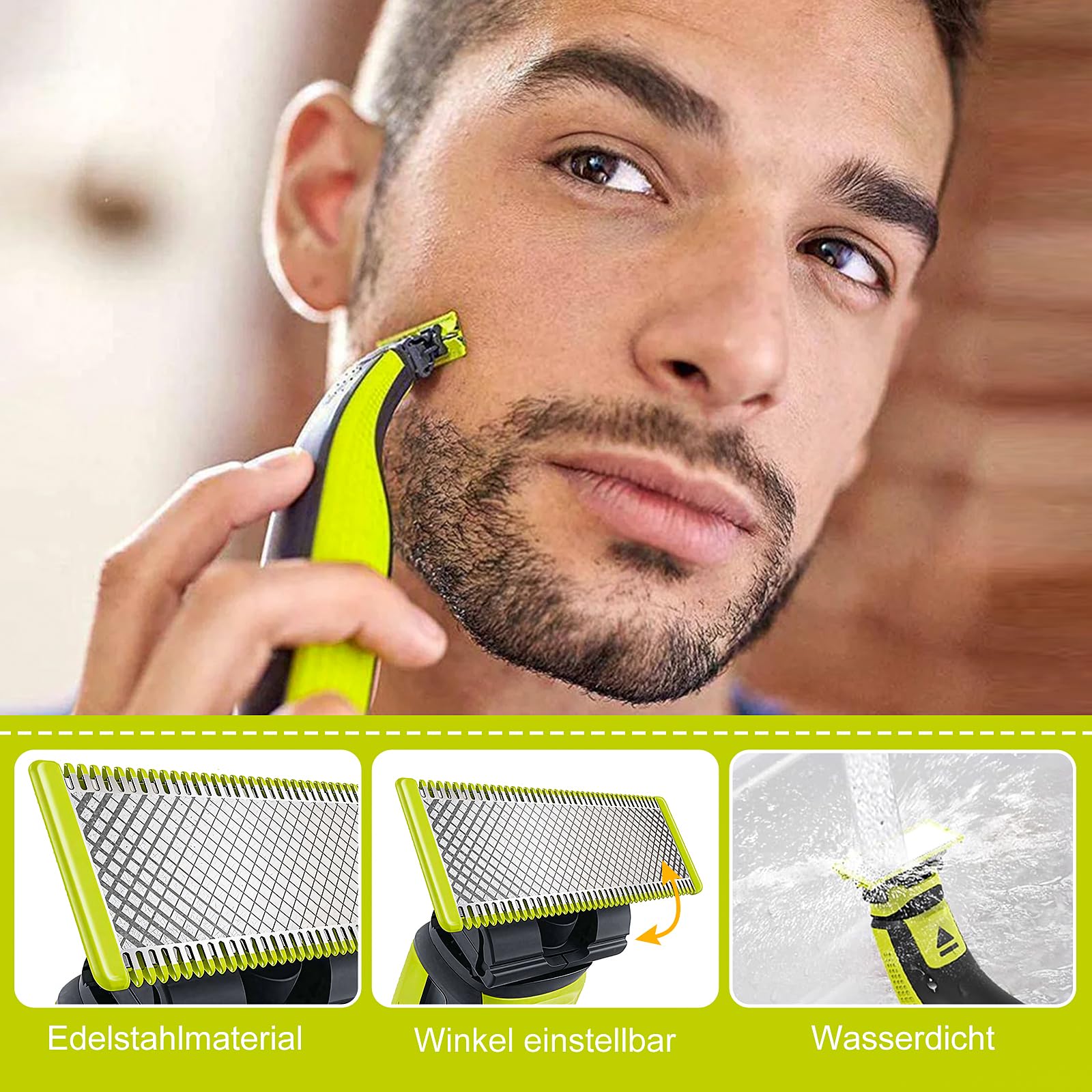 3 Stück Ersatzklinge für Philips, Face & Body Wasserdichte Ersatzköpfe, Edelstahl Klingen Einzeln verpackt