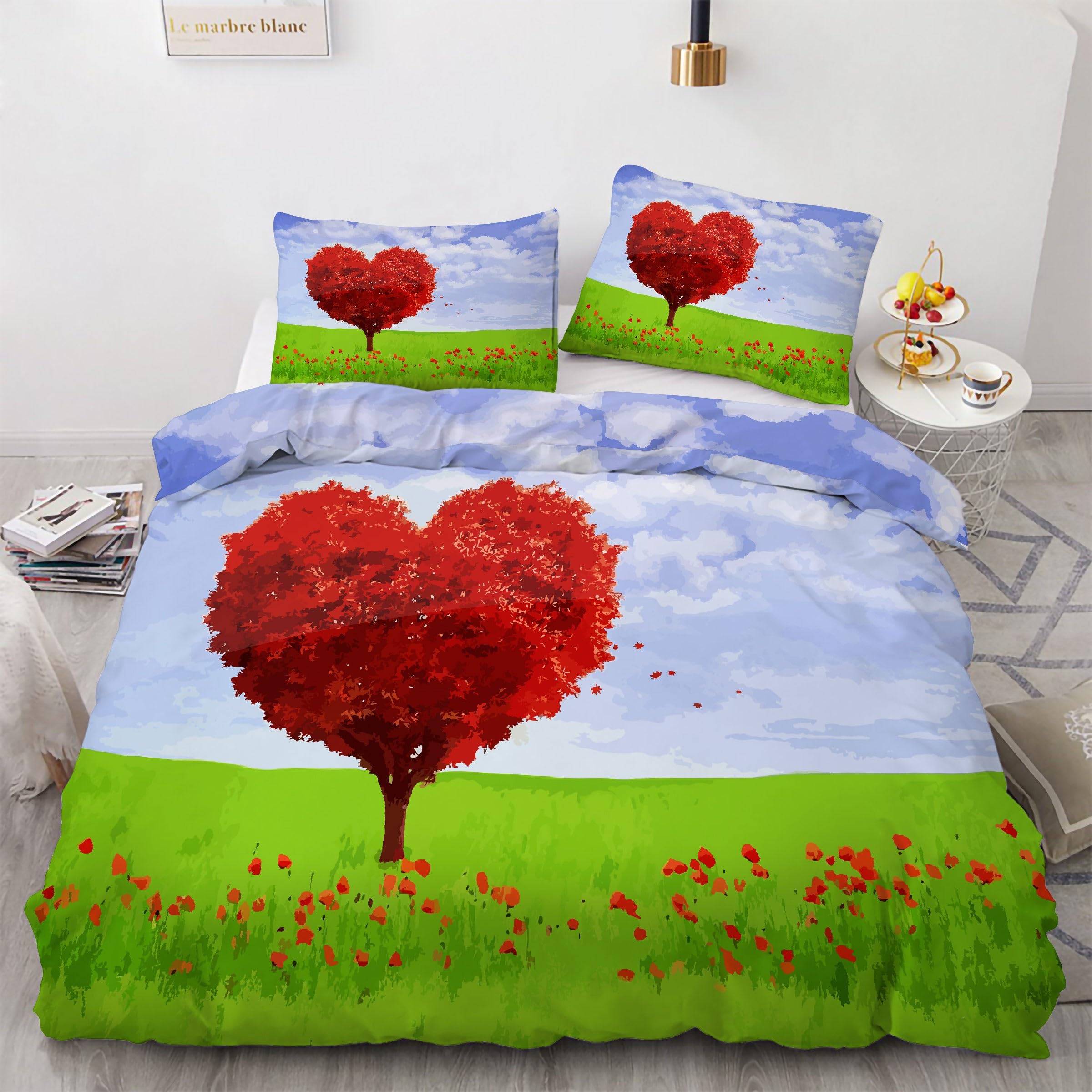 Housse de couette 220x240 Fleurs des Prairies avec 2 taies d'oreiller microfibre