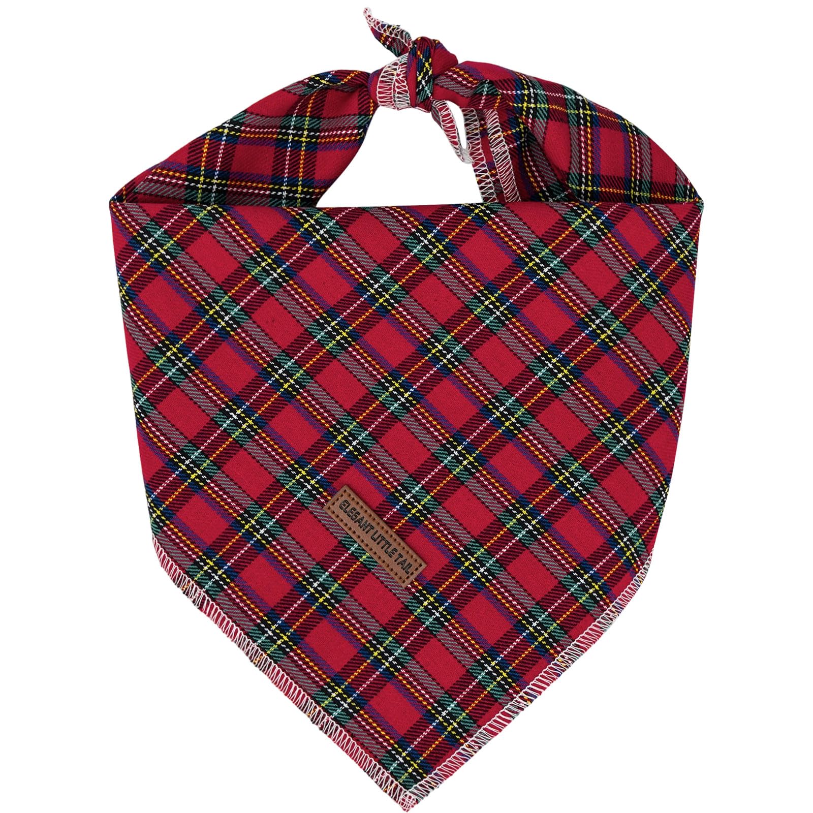 Elegant Little Tail Christmas Dog Bandana, Scottish Plaid Print Dog Scarf