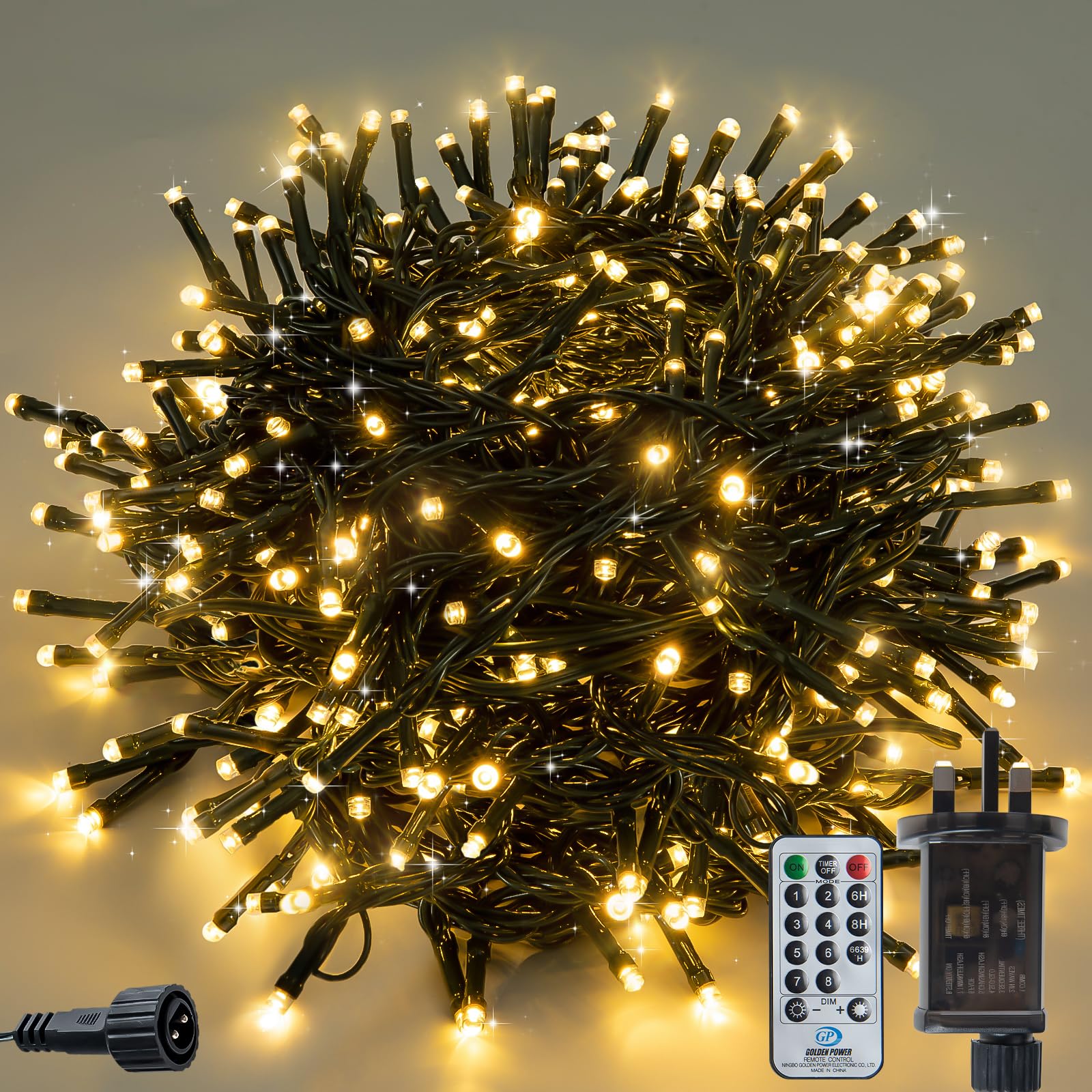 Zbqej Warm White Outdoor String Lights, Garden Party Decorative Lighting,Outdoor Indoor Fairy Twinkle Lights Christmas Lights 8 Modes Ip44 Connectable For Bedroom, Garden, Party, Camping