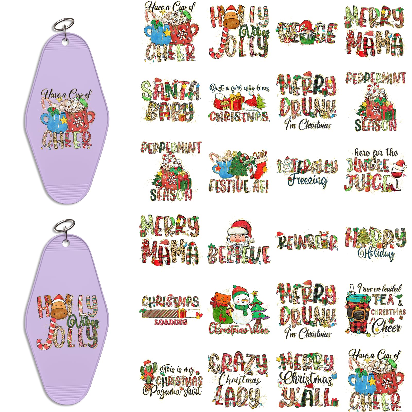 48 Pcs UV DTF Stickers Christmas Quote Sticker for Keychains