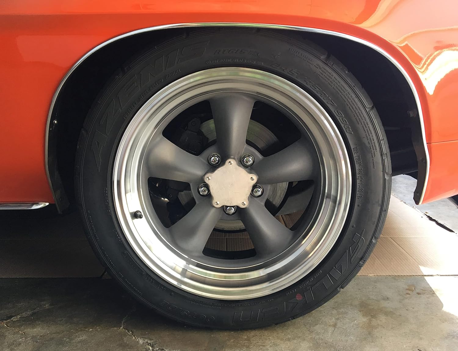 Flat Center Caps for Torq Thrust Wheels, 1-Pair, Low Profile, Natural Aluminum, 2-1/4" Spacing, American Racing Post-1980, Trans-Am Style