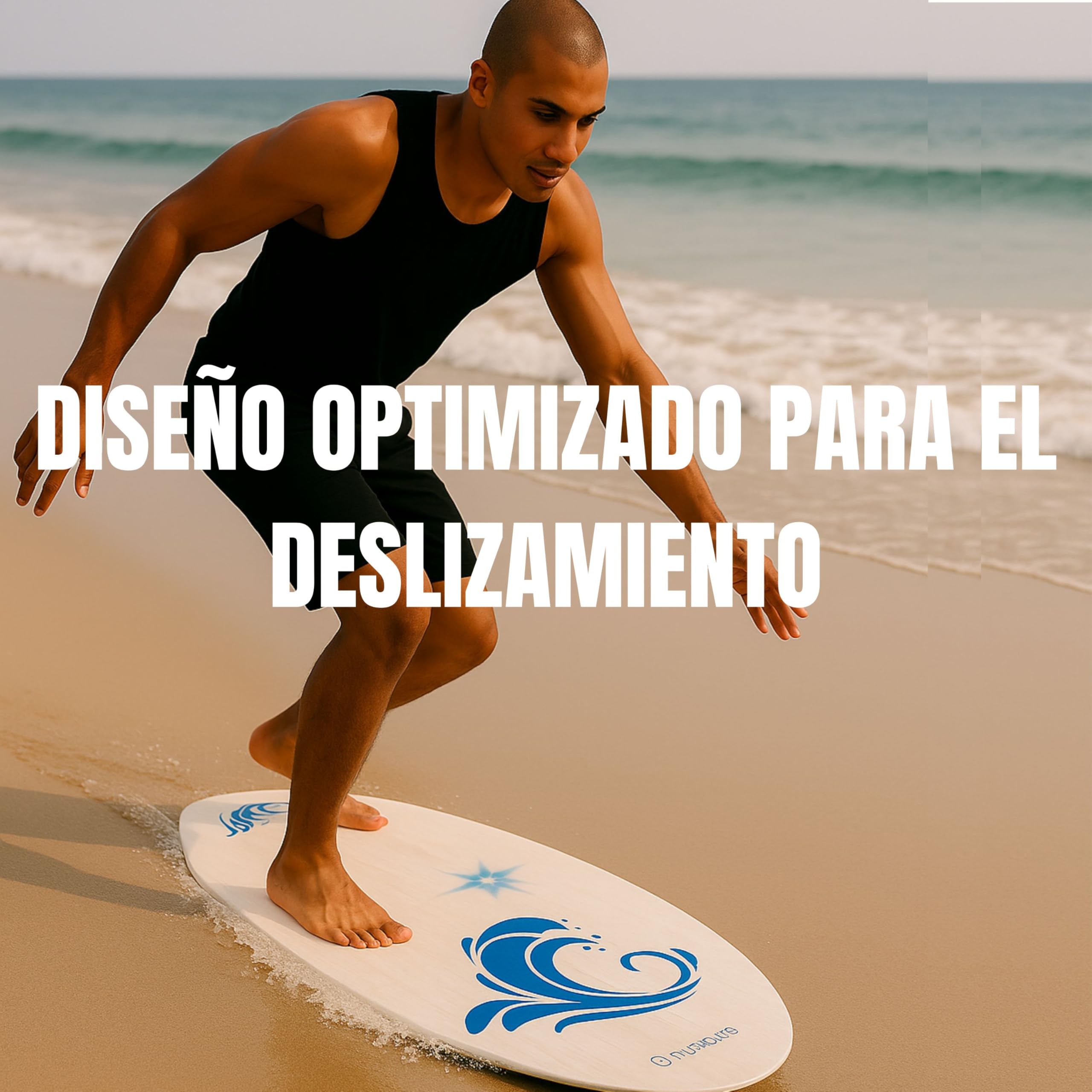 FUTURA8 Skimboard Madera Tabla Deslizante Antideslizante Ligera Resistente al Agua Adultos Principiantes Playa