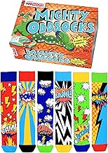 United Oddsocks The Mighty Oddsocks Gift Box for Men – 6 Mismatched Comic Hero Socks – 15 Bold Combos – UK 6–11, US 7–12, EU 39–46 – Cotton Rich, Colourful & Hero-Inspired Gift Set