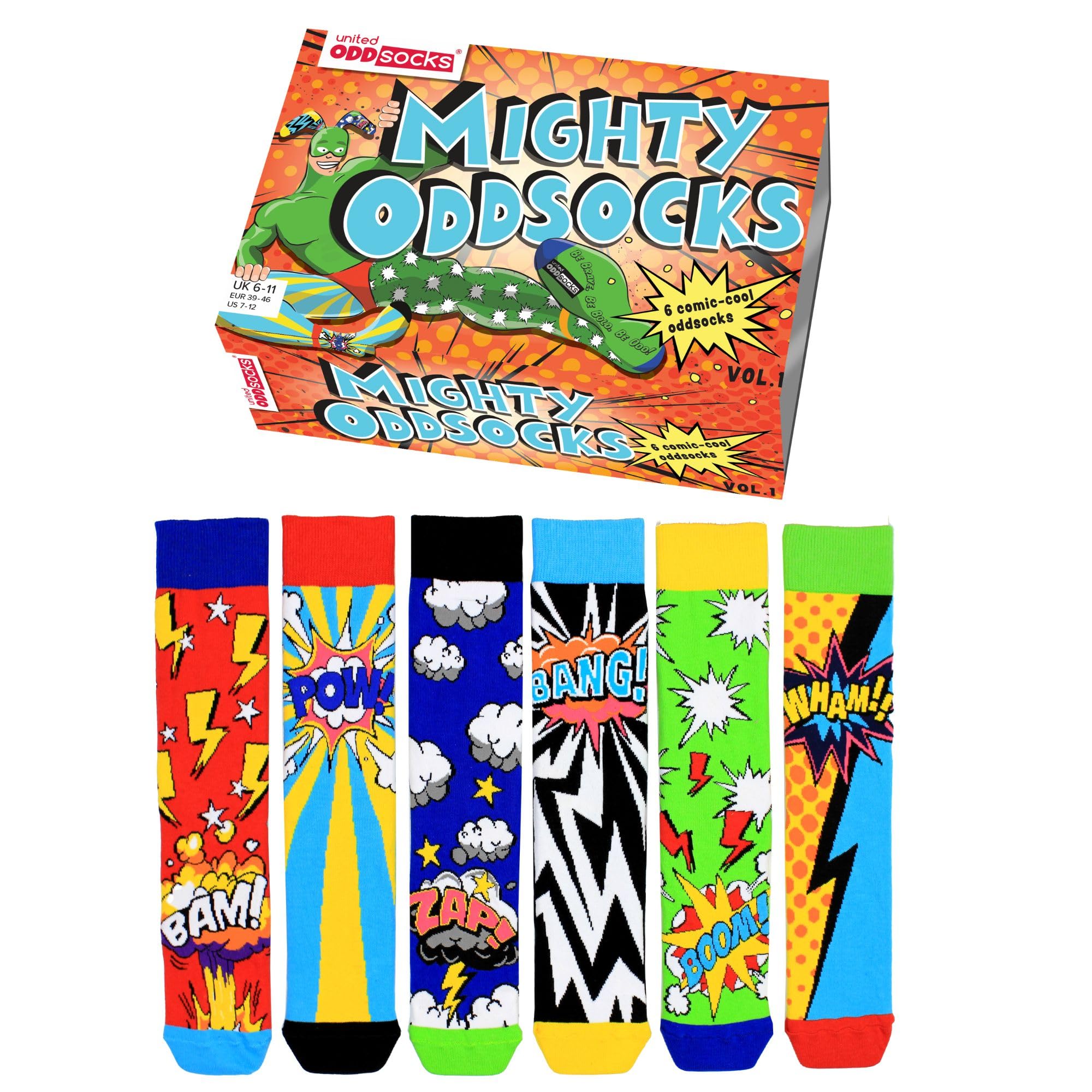 Sock Academy Men's Mighty Oddsocks Comic Sock Gift Box For