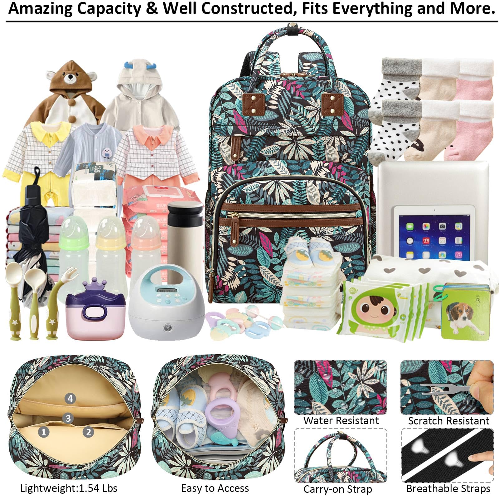 Tenot Diaper Bag Backpack Tote for Women Large Capacity Baby Bag with Insulated Pockets Multifunctional Diaper Bags - Image 3