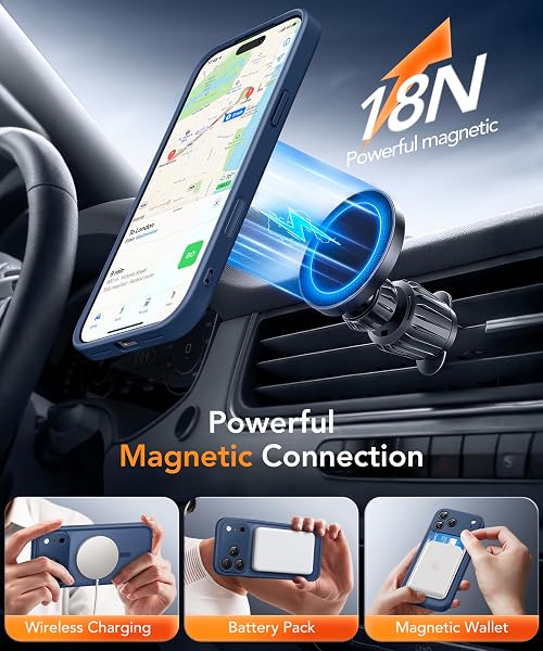 Magnetic Case for iPhone 17 Pro Max with Privacy Screen Protector [Compatible with MagSafe][Camera Protection][Military-Grade][Camera Control Cover]Translucent Matte 17 ProMax Phone Case,Blue - 3