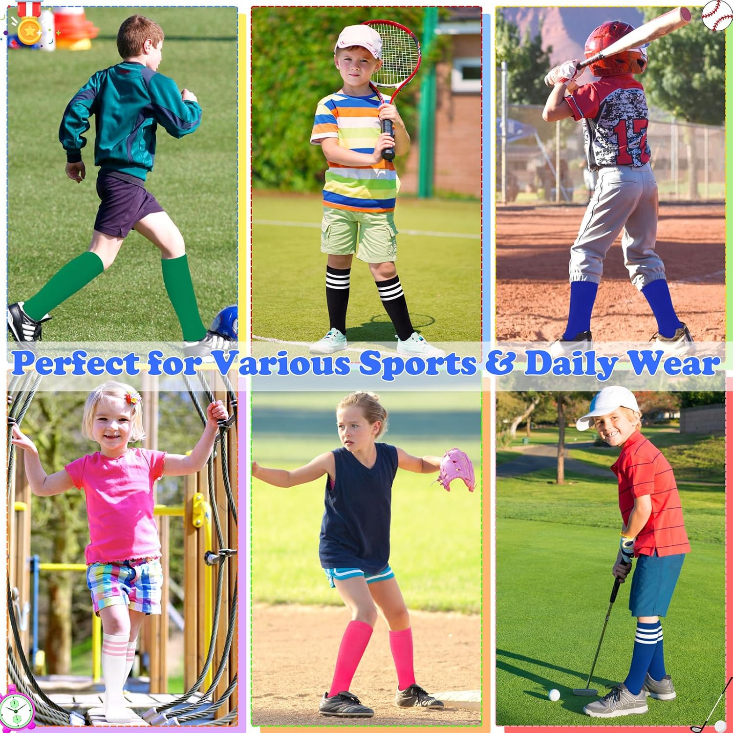 Sarfel Toddler Soccer Socks Kids Soccer Socks Youth Soccer Socks Kids Baseball Socks Girls Softball Socks Boys Football Socks image 4