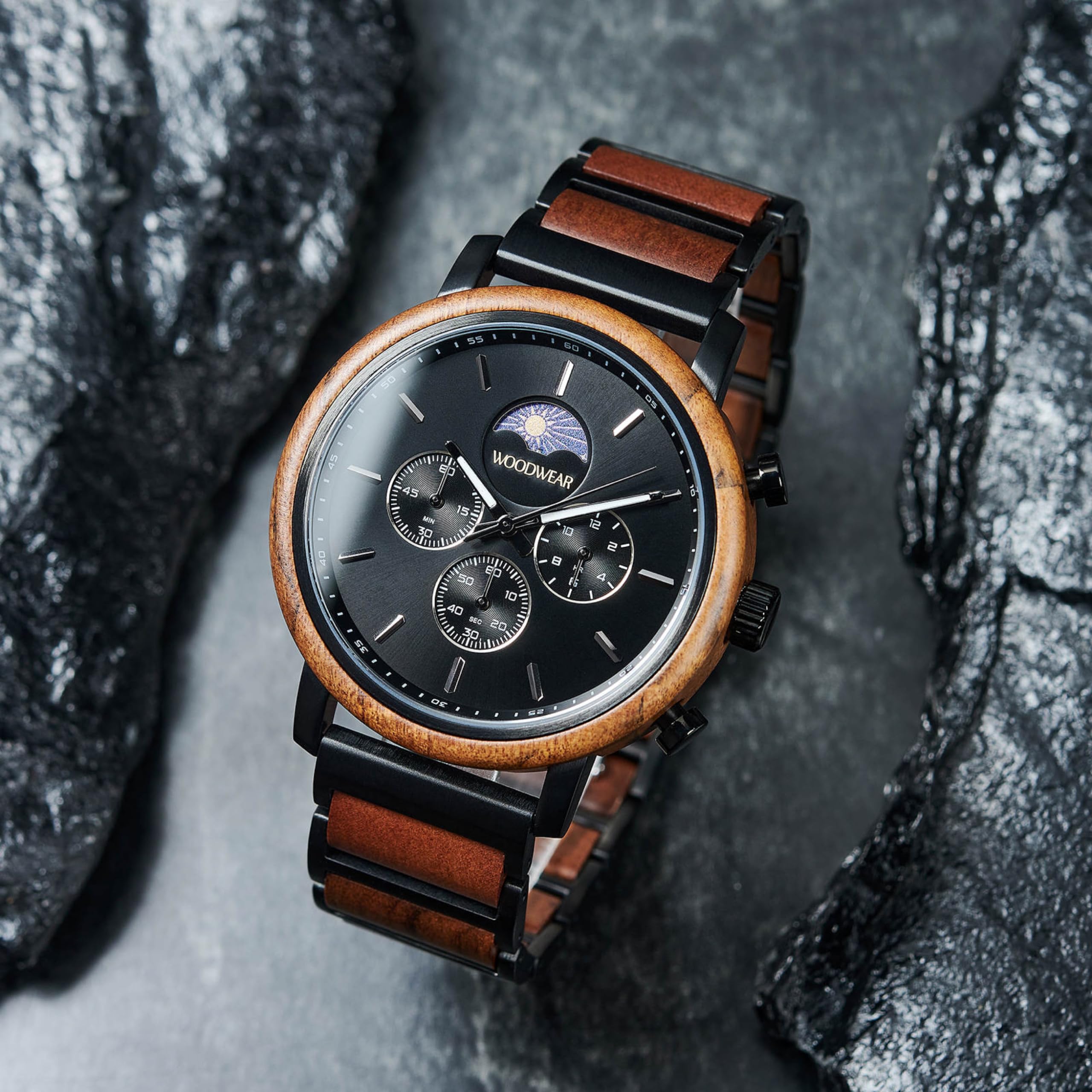 woodwear Holzarmbanduhr Herrenuhr Unisex Lichtblick Nachtschwärmer