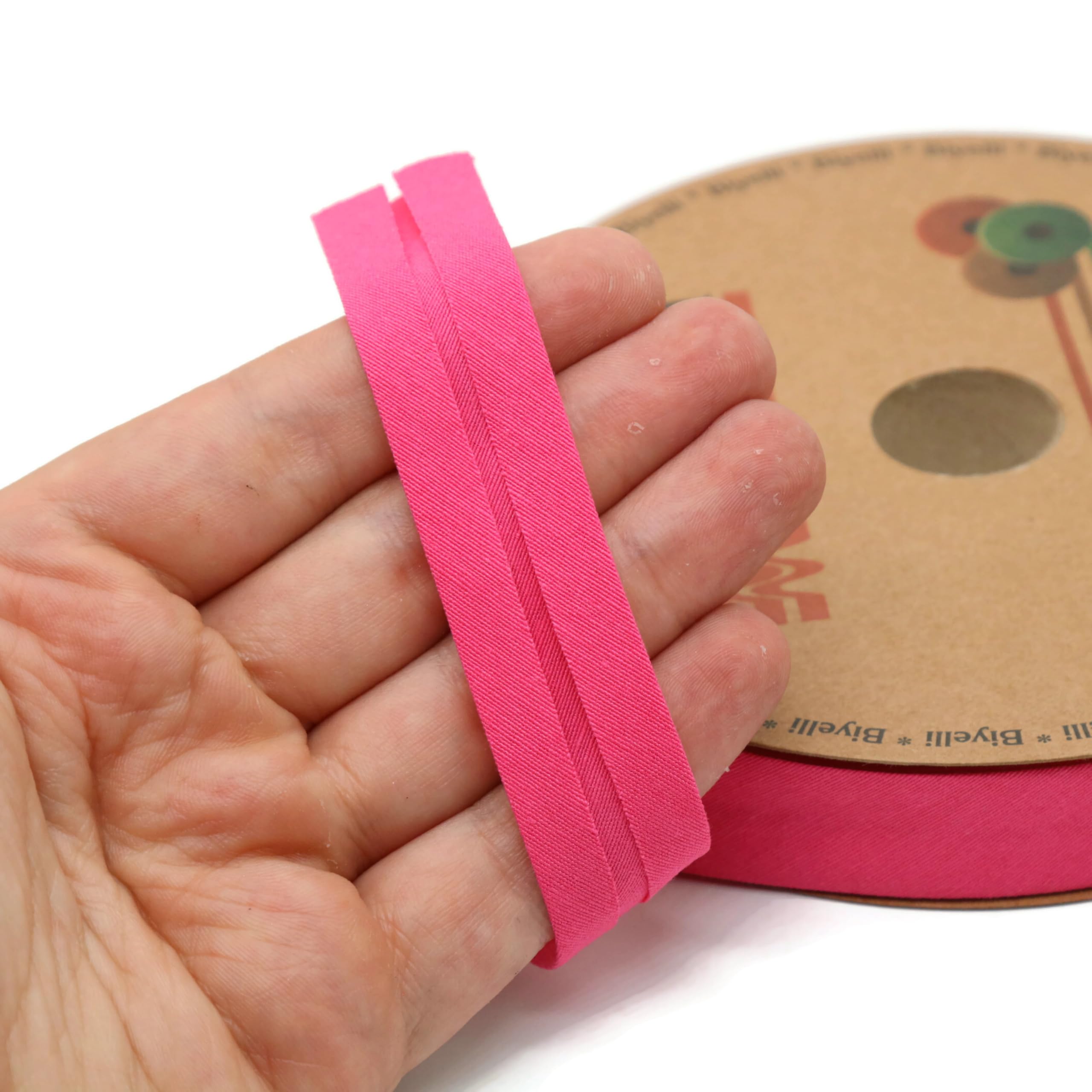 Cinta al bies plegable de algodón – 3/4 pulgadas (20 mm) de ancho – 27 yardas – más de 65 colores – Cinta de encuadernación de algodón de un solo pliegue para coser ropa DIY (24. fucsia) D24