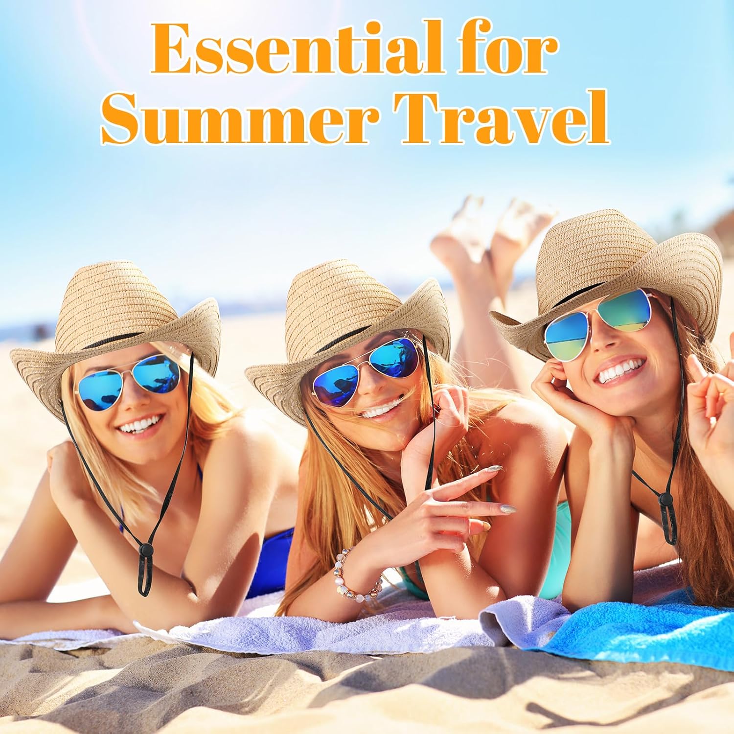 Unittype Adult Cowboy Hat Bulk Western Party Straw Hat Unisex Cowboy Cowgirl Set for Women Men - Image 5