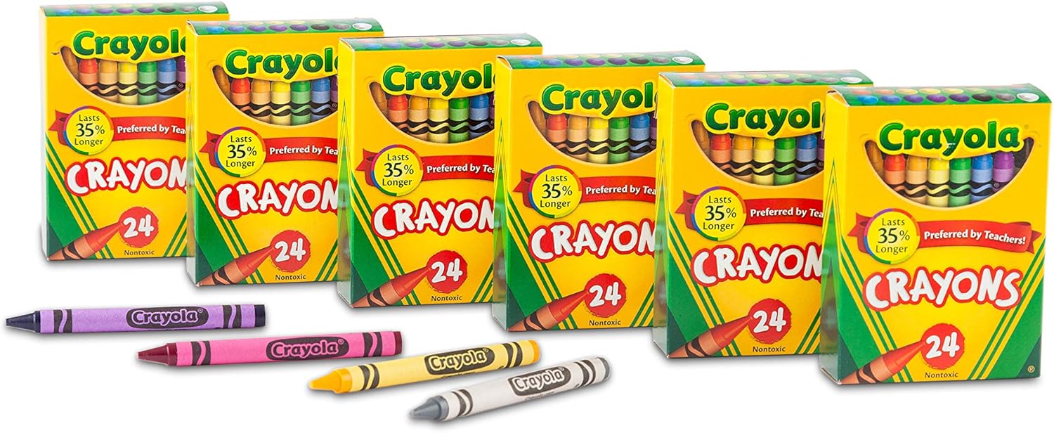 Crayola Crayons, Bulk School Supplies For Kids, 24 Count Crayon Box (Pack Of 6), Assorted Colors : Toys & Games