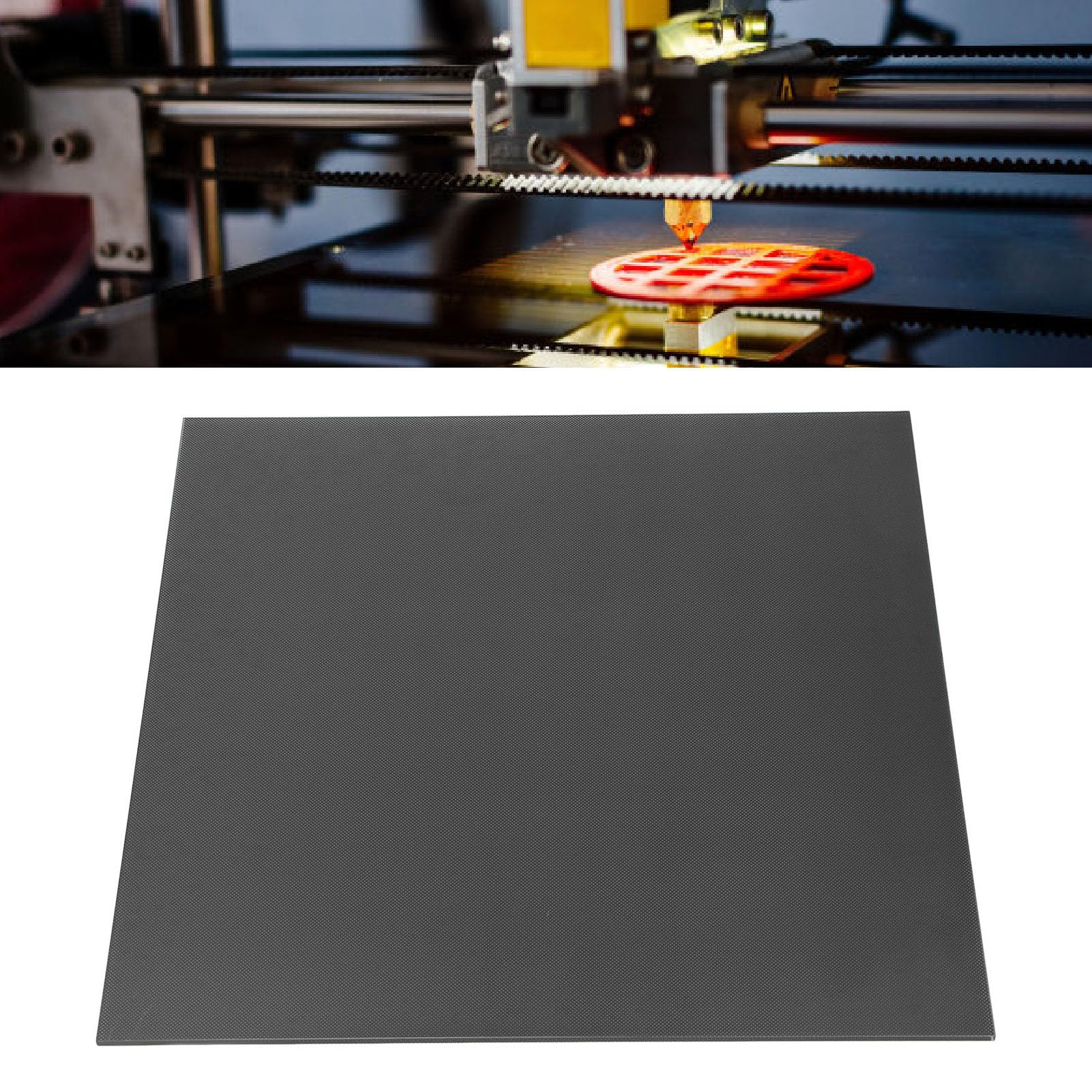 Cama de Vidrio para Impresora 3D, 14,8x14,6 Pulgadas, Placa de Construcción Ender 5 Plus, Plataforma Cama Calentada con Revestimiento Micro Poroso para Impresora Ender 5 Plus 3D