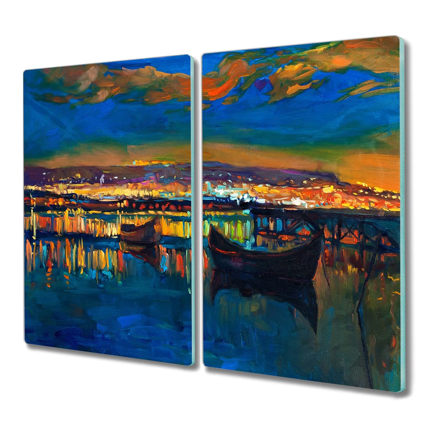 Tapis de découpe induction et plaque verre trempé 2x30x52cm paysage lac