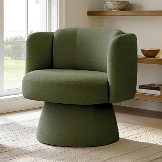 KISLOT, Swivel Barrel Chair, Upholstered Lounge Chair, Green