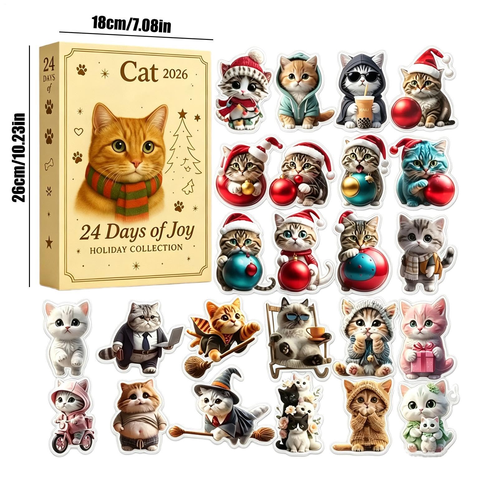 Conto alla rovescia per Natale Calendario 2D Acrilico Gatto Decorazioni