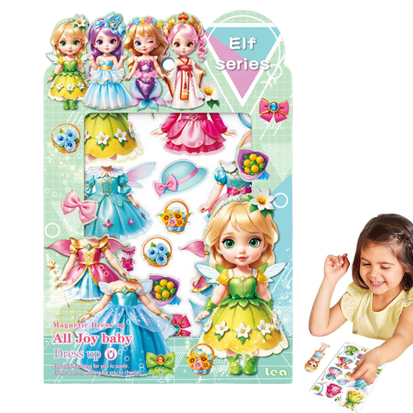 Princesa magnética para Vestir, muñecas de Papel para Vestir - Vestido de Disfraz con Recortes de muñecas de Papel con imán - Rompecabezas de Ropa con imán, muñeca Creativa para Vestir para
