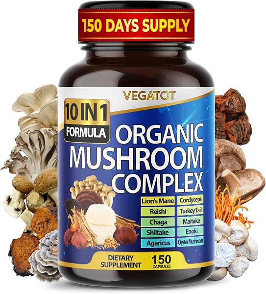 VEGATOT 10 in 1 Mushroom Supplement with memory support