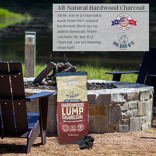 Miniatura 4 de Mr. Bar-B-Q - Carbón natural de madera dura de 8 libras. Carbón natural de primera calidad para asar, barbacoa, ahumar, Kamado y parrillas de