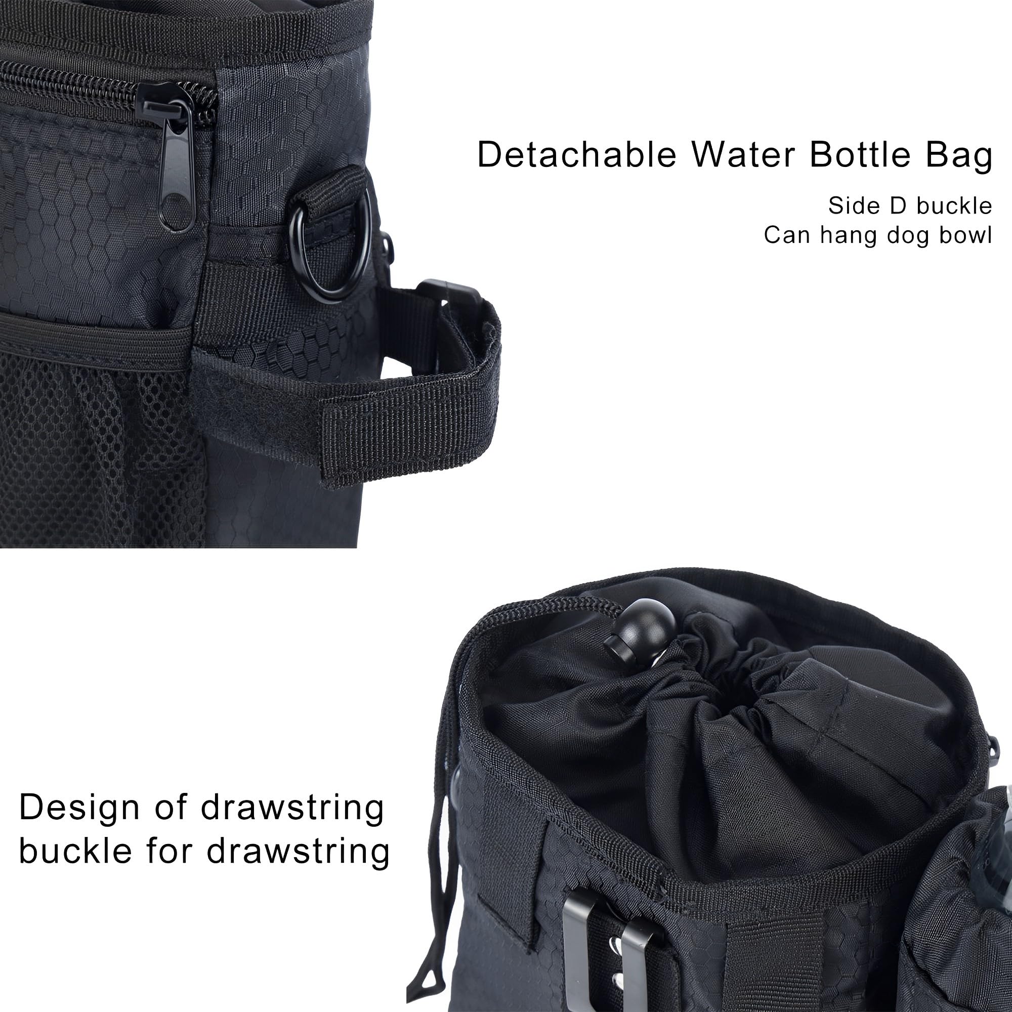 Bolsa Bocadillos para Pasear Perros al Aire Libre, Impermeable Bolsa Agua Extraíble, Bolsa de Golosinas para Perros Portátil, 3 Métodos Uso, 1 Rollo Bolsa Basura y 1 dispensador Bolsa Inodoros