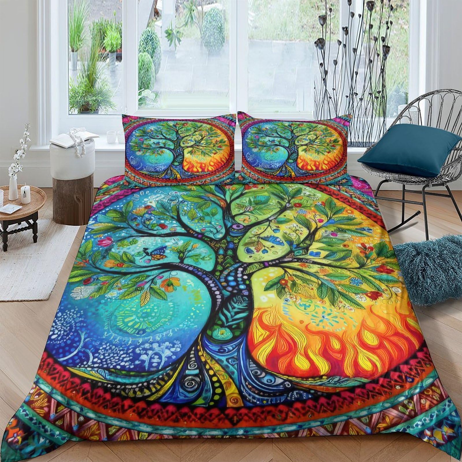 Housse pour couette nature 220x240cm avec taies d'oreiller imprimé 3D coloré