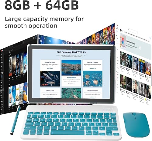 Miniatura 42 de ZZB Tableta con teclado 10 pulgadas Tablets Android 13 Tableta 2 en 1 Tablet 8GB+128GB/1TB expansión pestaña de juego incluido caso inalámbrico