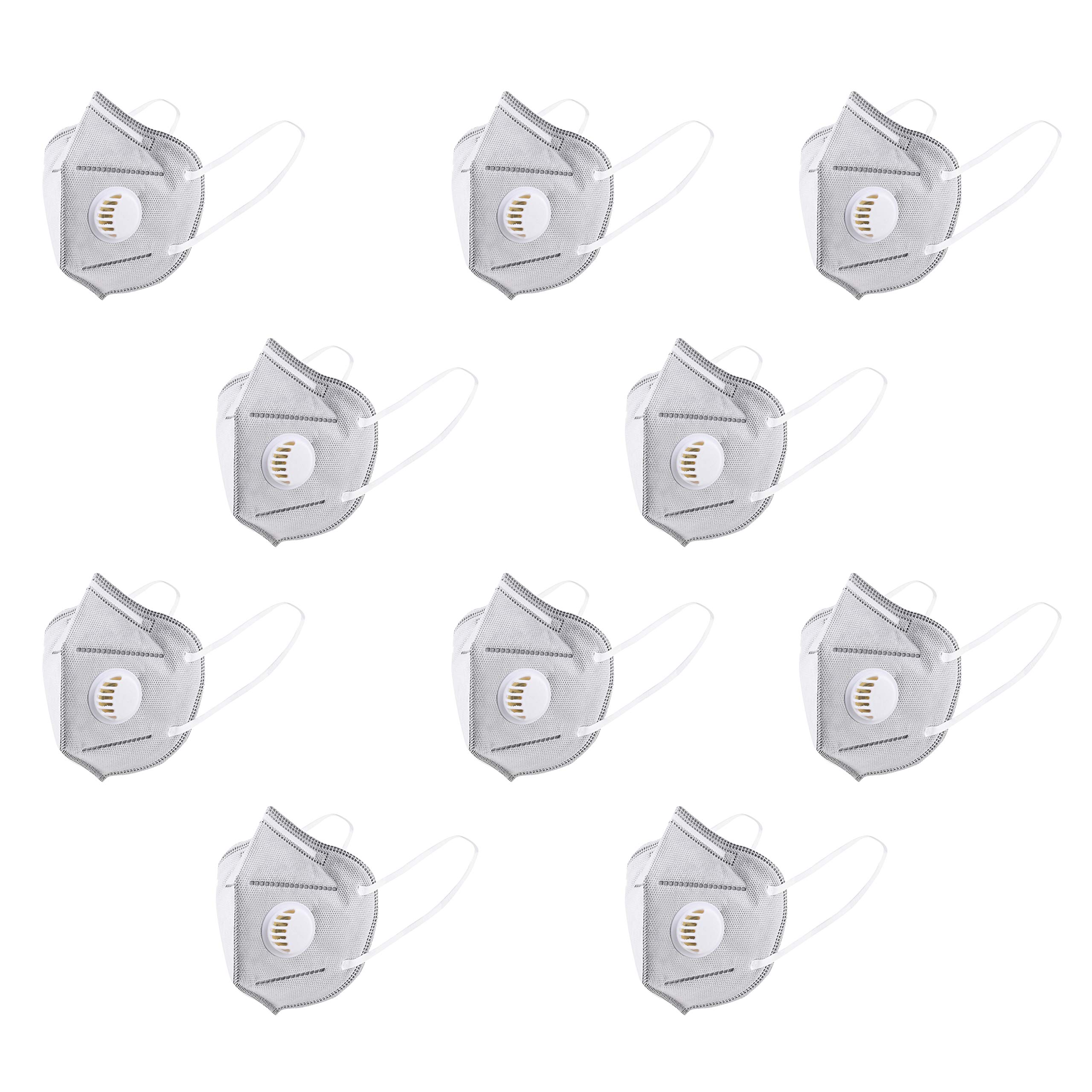 ELANOR we care life KN95 Reusable Non-Woven Face Mask | Reusable | KN95 Face Mask | 6 Layer Filter | Anti Dust, Droplets| Mask with Valve & Adjustable Nose Clip| Unisex (Pack of 10) (Grey)