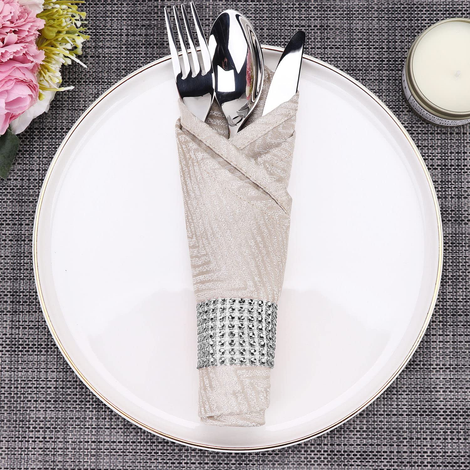 300 servilletas, hebillas brillantes para decoración de mesa, cena, boda, fiesta, decoración de bricolaje (blanco)
