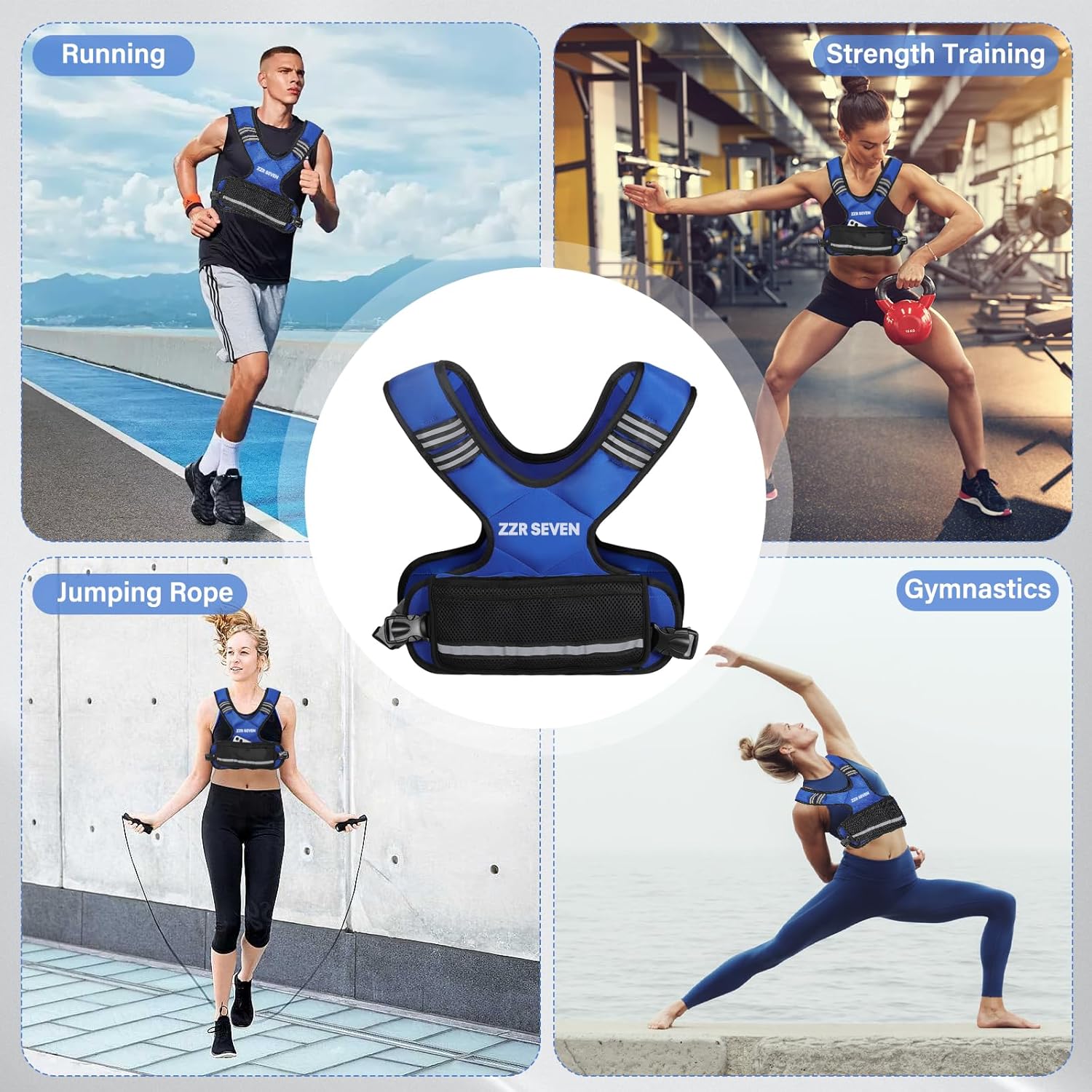 Weighted Vest for Women and Men, 4-10lbs/11-20lbs Adjustable Weighted Vest with 6 Iron Sand Weights, Running Vest for Strength Training, Workout, Running, Fitness, Weight Loss