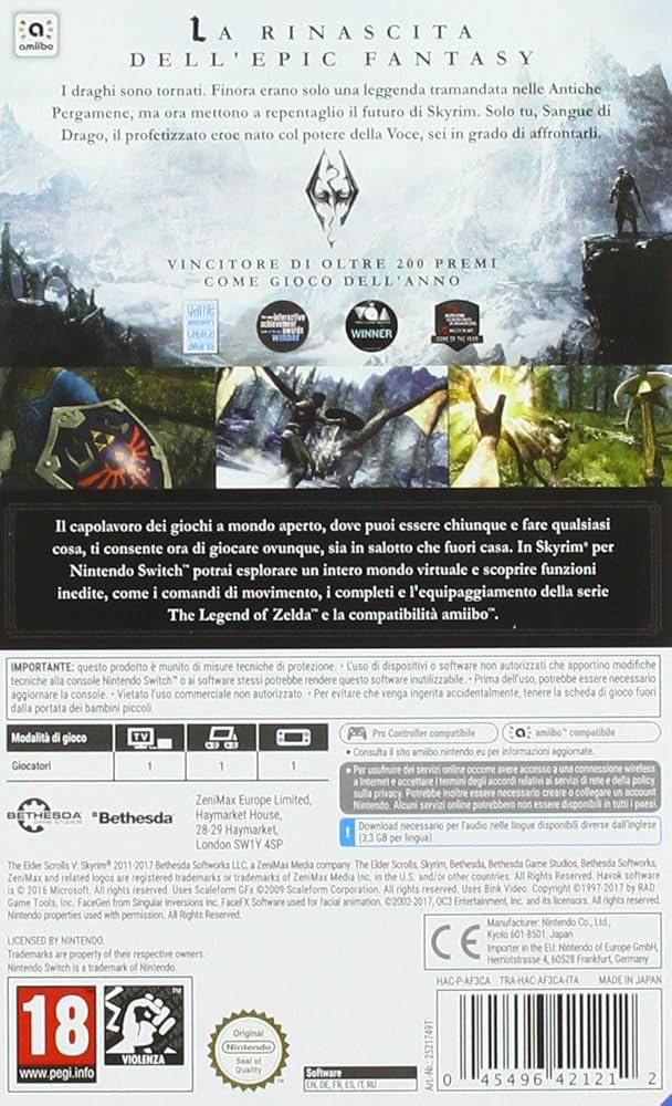 The Elder Scrolls V: Skyrim - Nintendo Switch : Amazon.it: Videogiochi