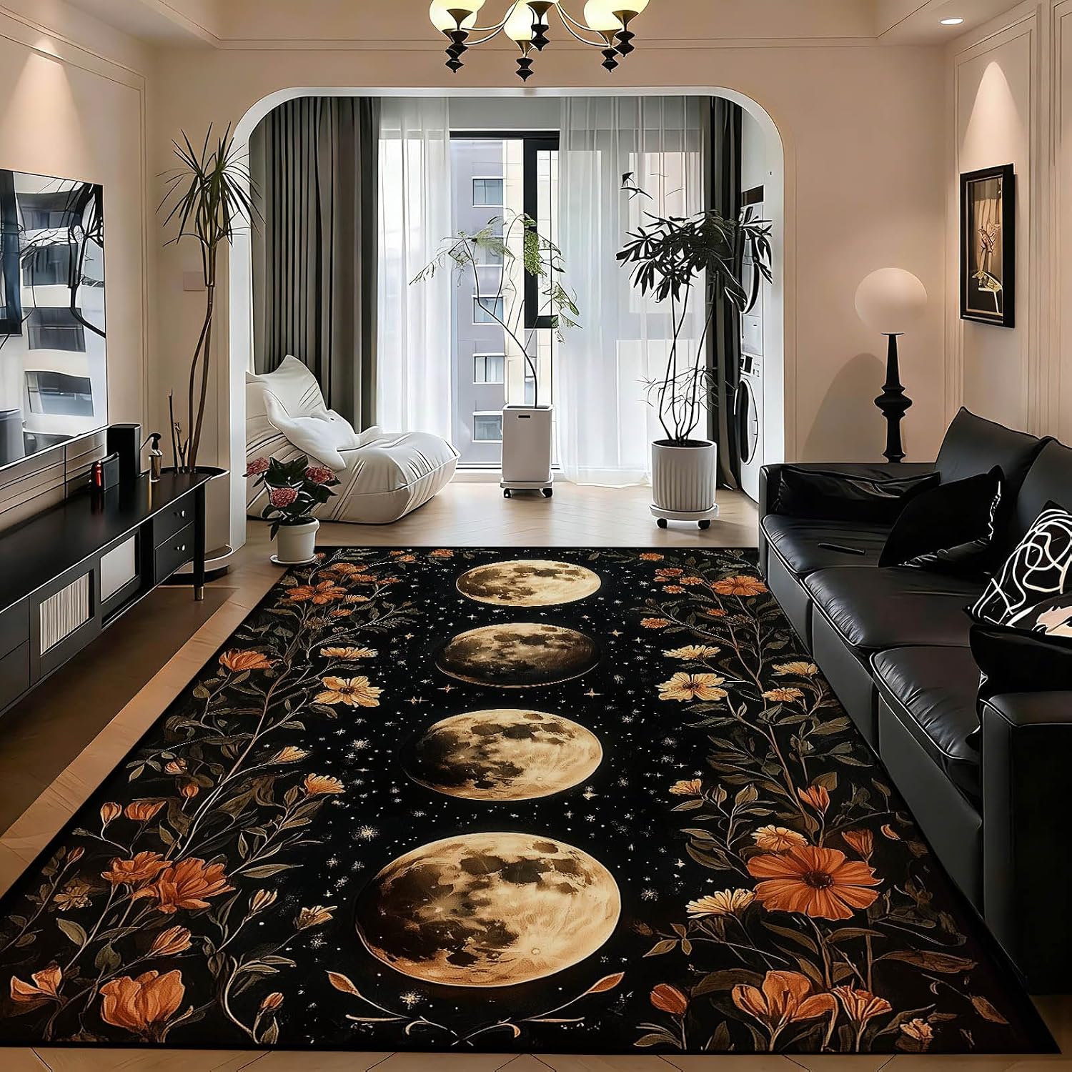 Moon Face Rug Amazon.com: 5x7 Moon Phase Rug, Moon Phase Floral Rug, Celestial Rugs ...