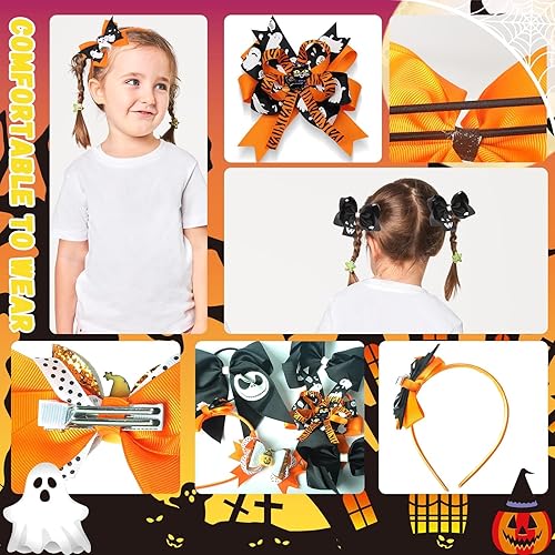 Miniatura 9 de 6 lazos para el pelo de regreso a la escuela para niñas, lazos para el pelo con cinta de grogrén de jardín de infantes, pinzas para el pelo escolar,