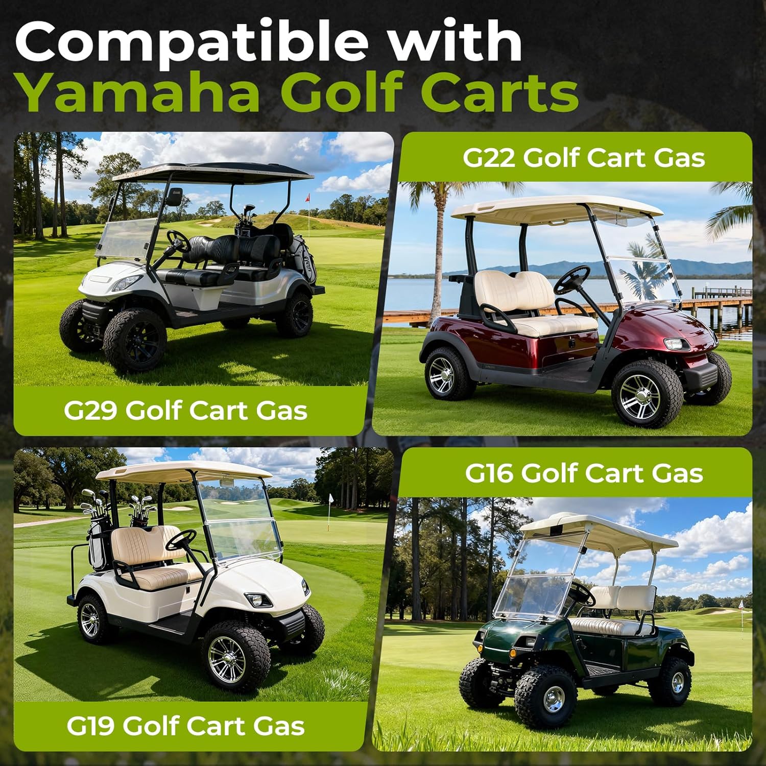 Rear Golf Cart Shock Absorbers Heavy Duty Compatible With Yamaha G29 Drive, G22, G20, G19, G16 and G14 Gas and Electric Golf Cart with Spring OEM# N4-F2210-00,JN3-F2210-00,Extended Length 14"