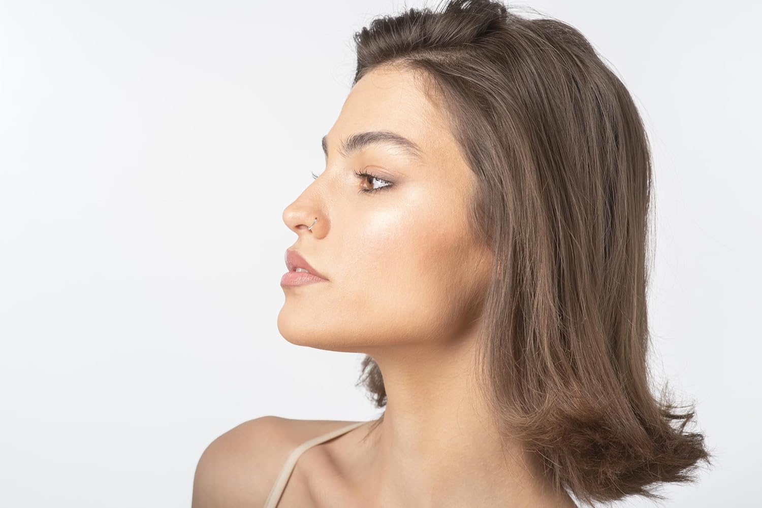 Lavari Jewelers 20 Gauge Nose Ring for Women - 14k White or Yellow Gold Lab Grown Diamond Nose Stud - Unisex Stud Hypoallergenic Nostril Piercing Jewelry - Classic Open Ring 20G Body Piercing for Men
