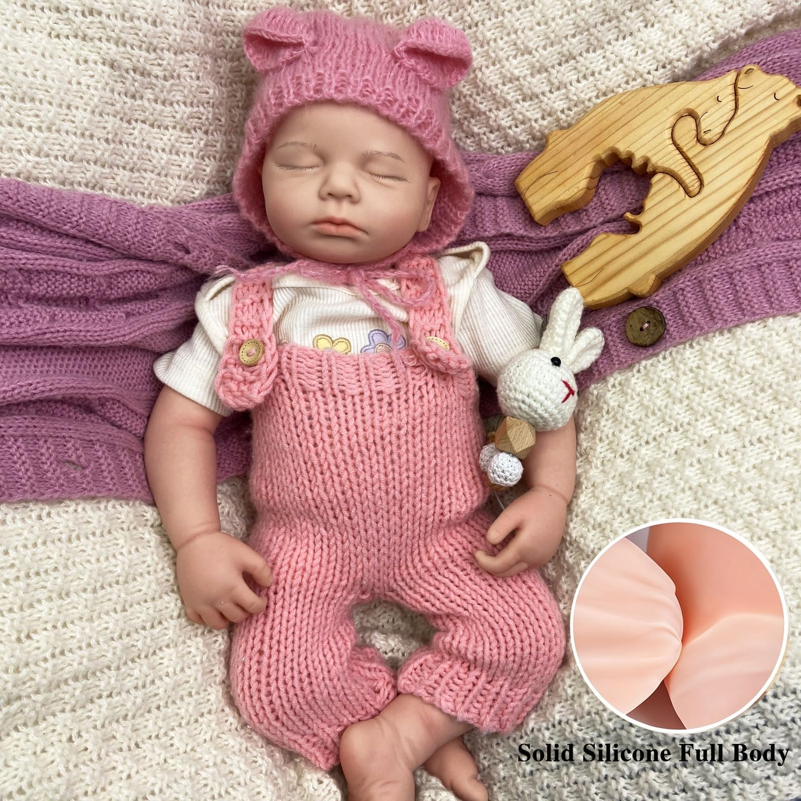 Muñeca Reborn 51 cm, Silicona Cuerpo Completo, Boca Abierta para Alimentar
