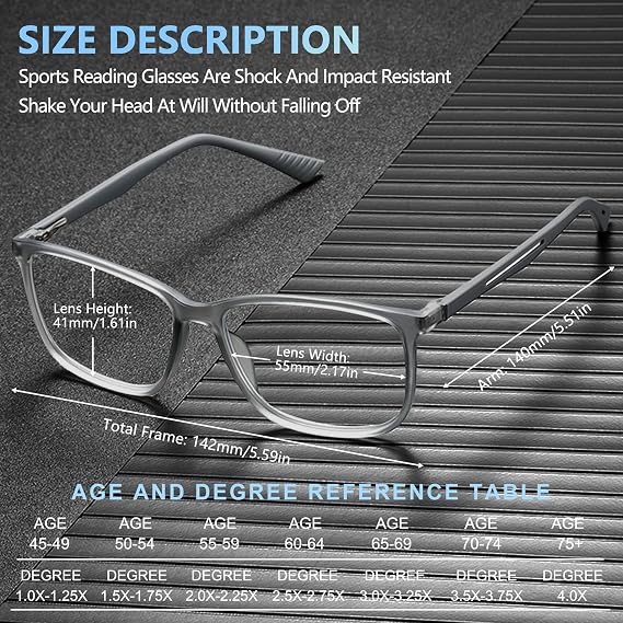 3 Pack Blue Light Blocking Reading Glasses for Men Spring Hinge Sport Square Reader TR90 Anti Glare Computer Glasses