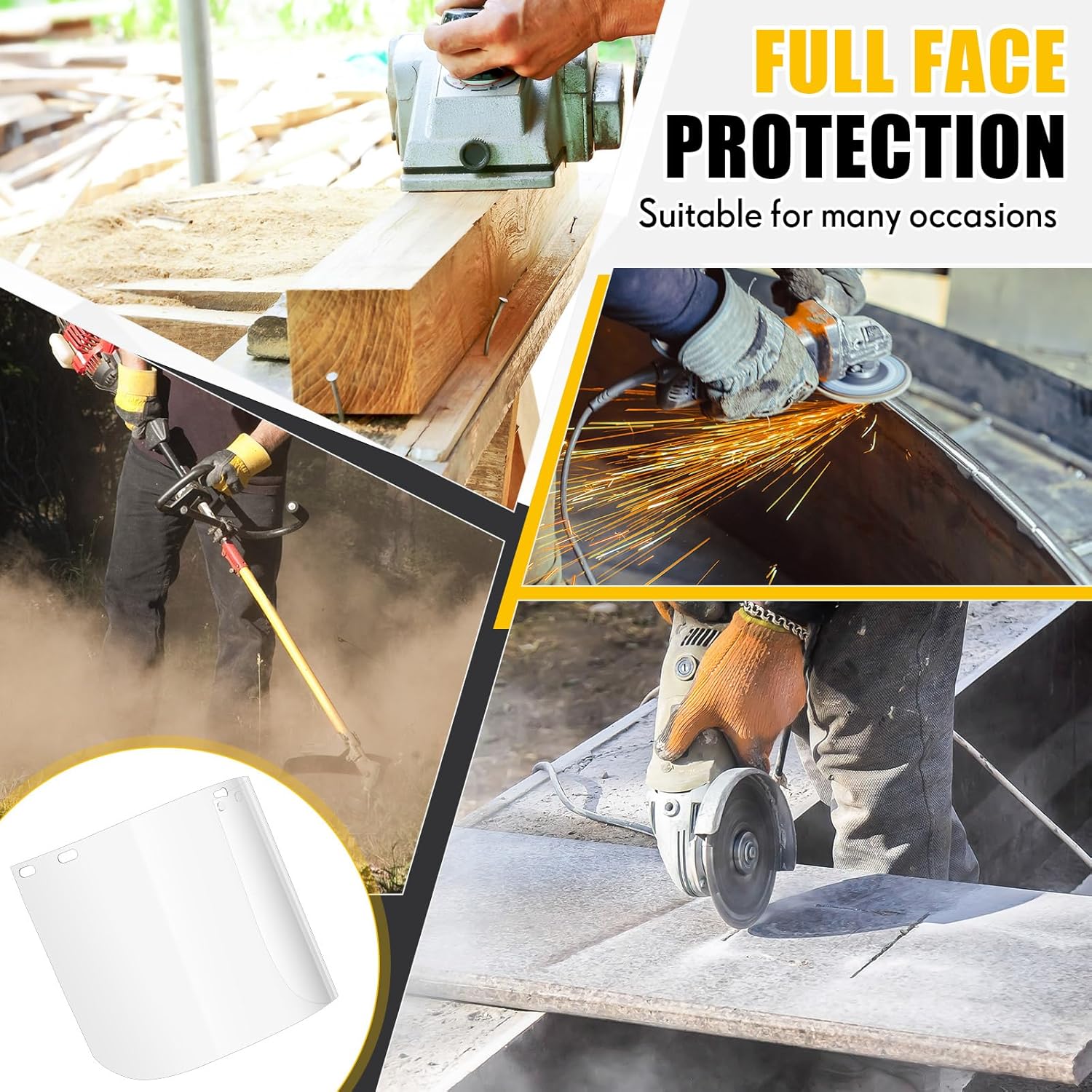 Kingdder 6 Pcs Clear Face Shield Replacement for Grinding and Cutting Clear Polycarbonate Visor, 15x 8x 0.04 Inches Safety Faceshield Window
