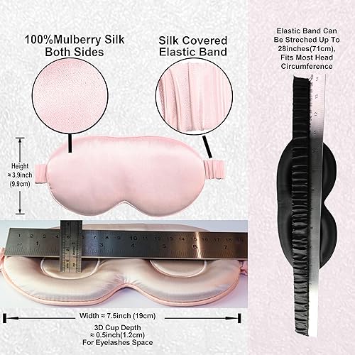Miniatura 10 de Antifaz de seda para dormir para mujeres y hombres - Máscaras opacas 3D contorneadas para ojos para dormir extensiones de pestañas - 22Momme seda de