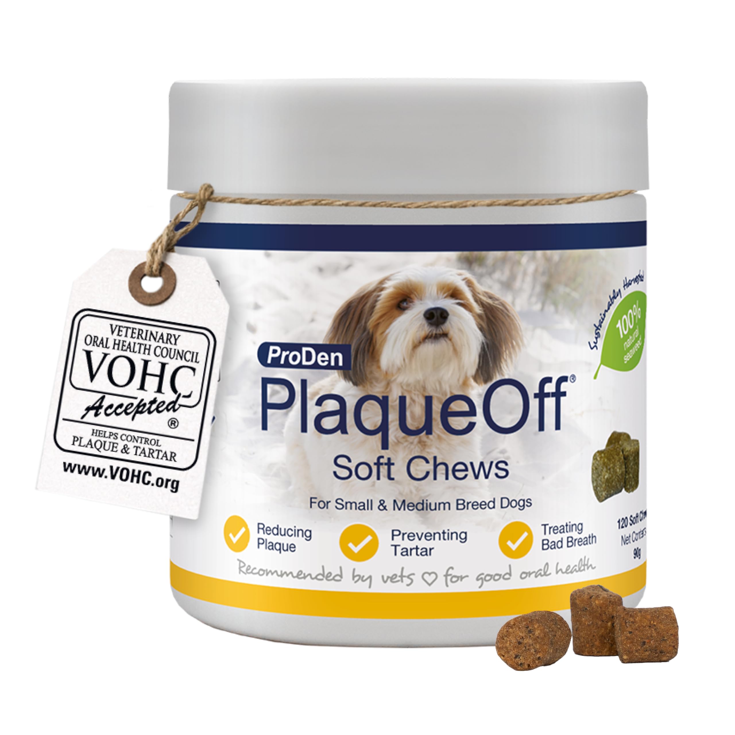 ProDen PlaqueOff 120 Soft Chews | Natural Plaque, Tartar & Bad Breath Remover for Small or Medium Dogs | Works Systemically Not by Abrasion or Chewing — image 1