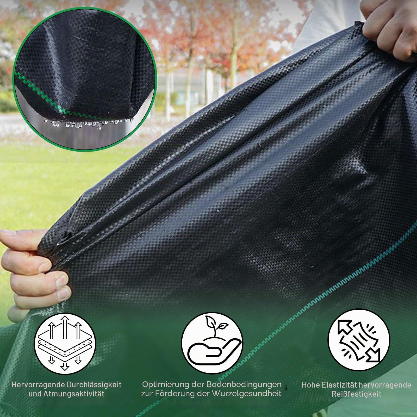 5m x 5m Unkrautvlies Gartenvlies für Garten Wasserdurchlässig Unkrautfolie gegen Unkraut 90g/m² Unkrautflies Reißfestes Unkrautgewebe Hohe UV-Stabilisierung (5m x 5m = 25m²)
